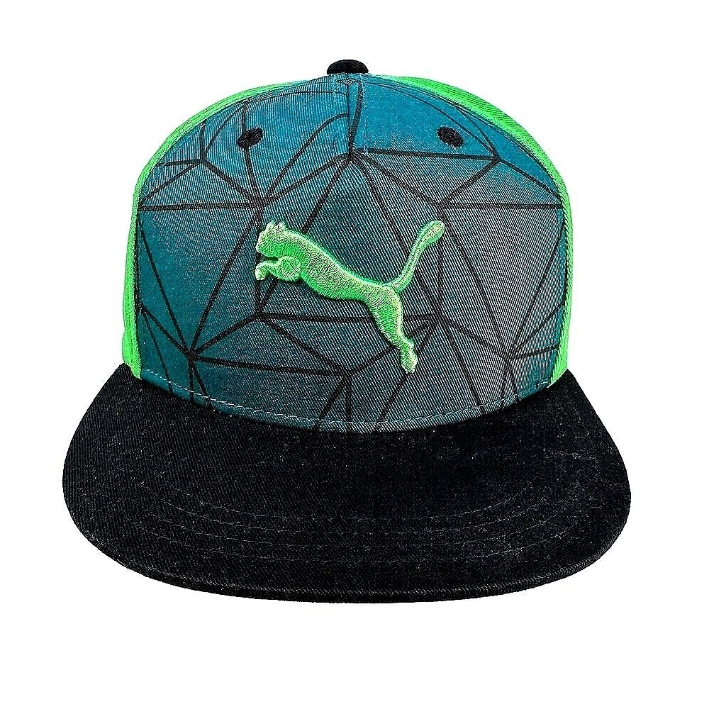 Puma Hat Cap Youth Green Black Snapback Adjustable Flat Bill